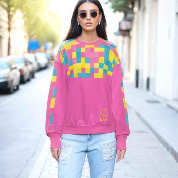 Retro Crewneck Pink Graphic Sweatshirt