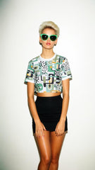 80s Retro Short Sleeve Cropped Top