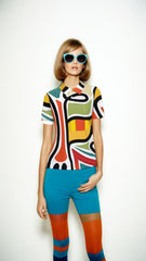 60s Style Geometric Polo Top Recycled