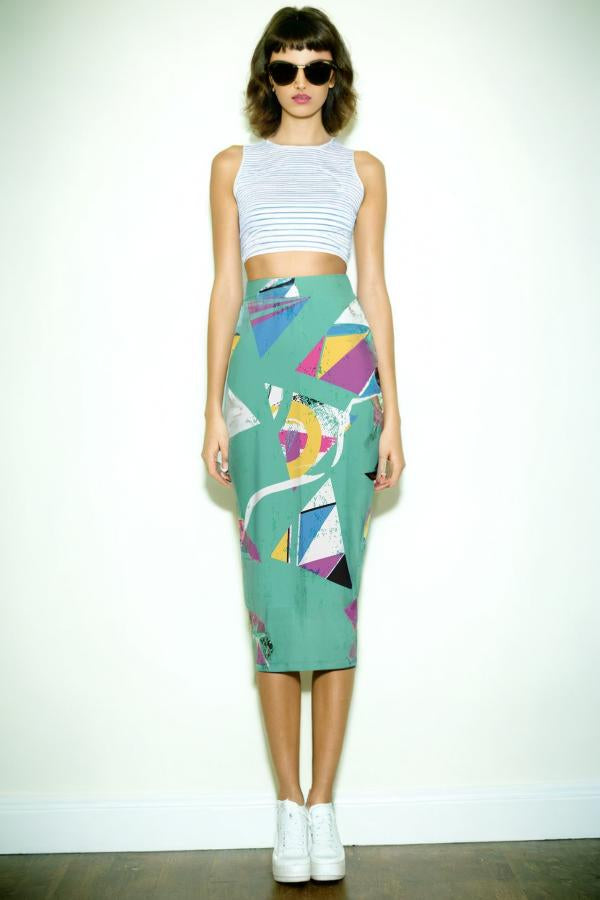 80s Retro High Waist Straight Skirt