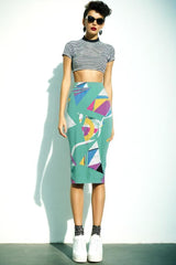 80s Retro High Waist Straight Skirt