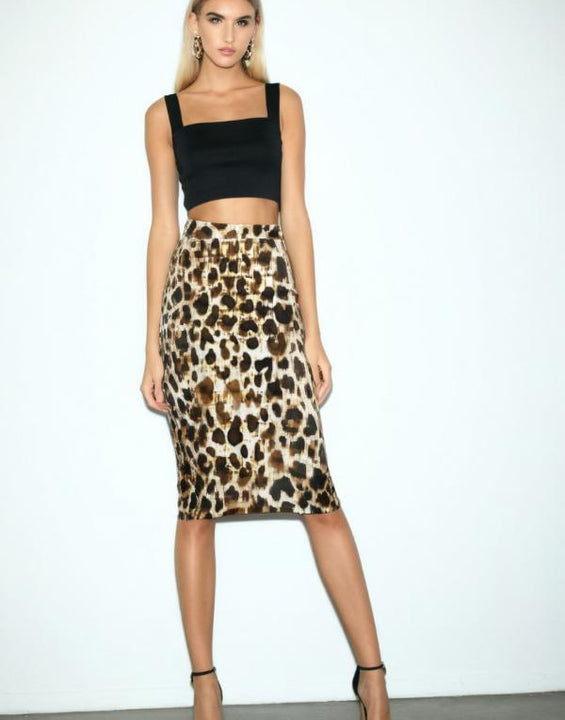 Leopard Print High Waist Skirt