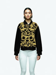 Graphic Bomber Jacket Black Gold