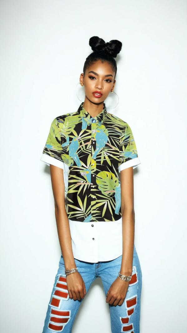 Unisex Retro Hawaiian Green Short Sleeve Shirt