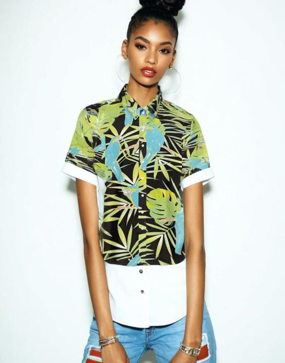 Unisex Retro Hawaiian Green Short Sleeve Shirt