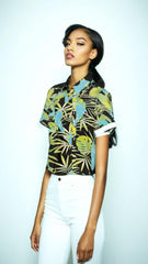 Unisex Retro Hawaiian Green Short Sleeve Shirt