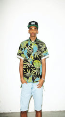 Unisex Retro Hawaiian Green Short Sleeve Shirt