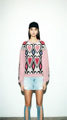 Love Hearts Relaxed Crewneck Sweatshirt Pink