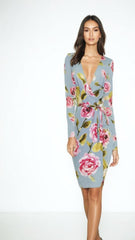 Women Wrap Rose Dress-Heavy Knit