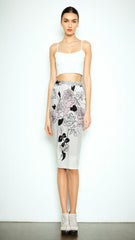 Rose Print Pencil Skirt Women