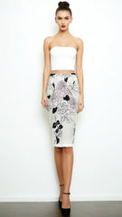 Rose Print Pencil Skirt Women