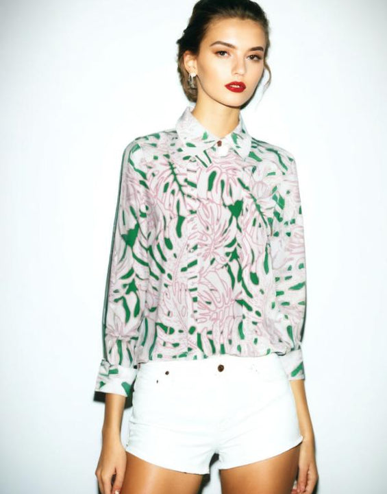 Silky Floral Print Shirt Long Sleeve