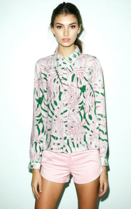 Silky Floral Print Shirt Long Sleeve