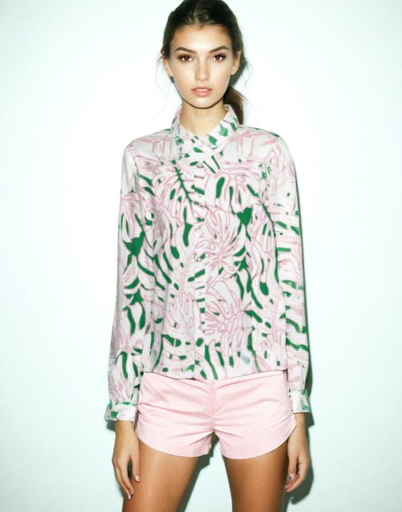 Silky Floral Print Shirt Long Sleeve