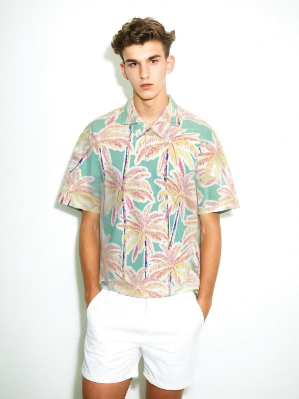 Men Hawaiian Slim Fit Polo Shirt