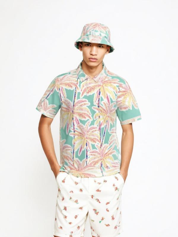 Men Hawaiian Slim Fit Polo Shirt