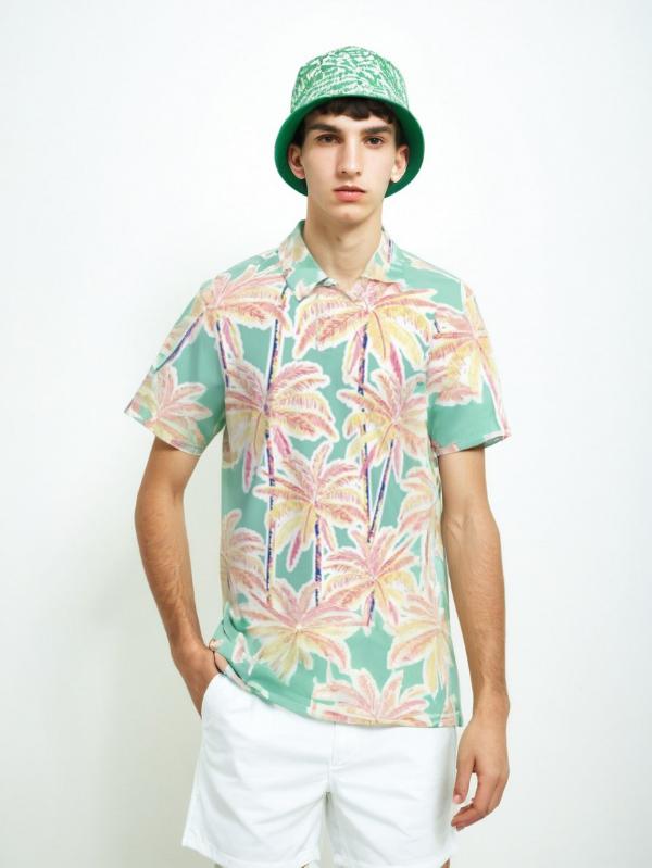 Men Hawaiian Slim Fit Polo Shirt