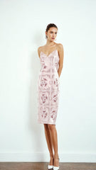 Pure Silk Pattern Slip Dress Pink