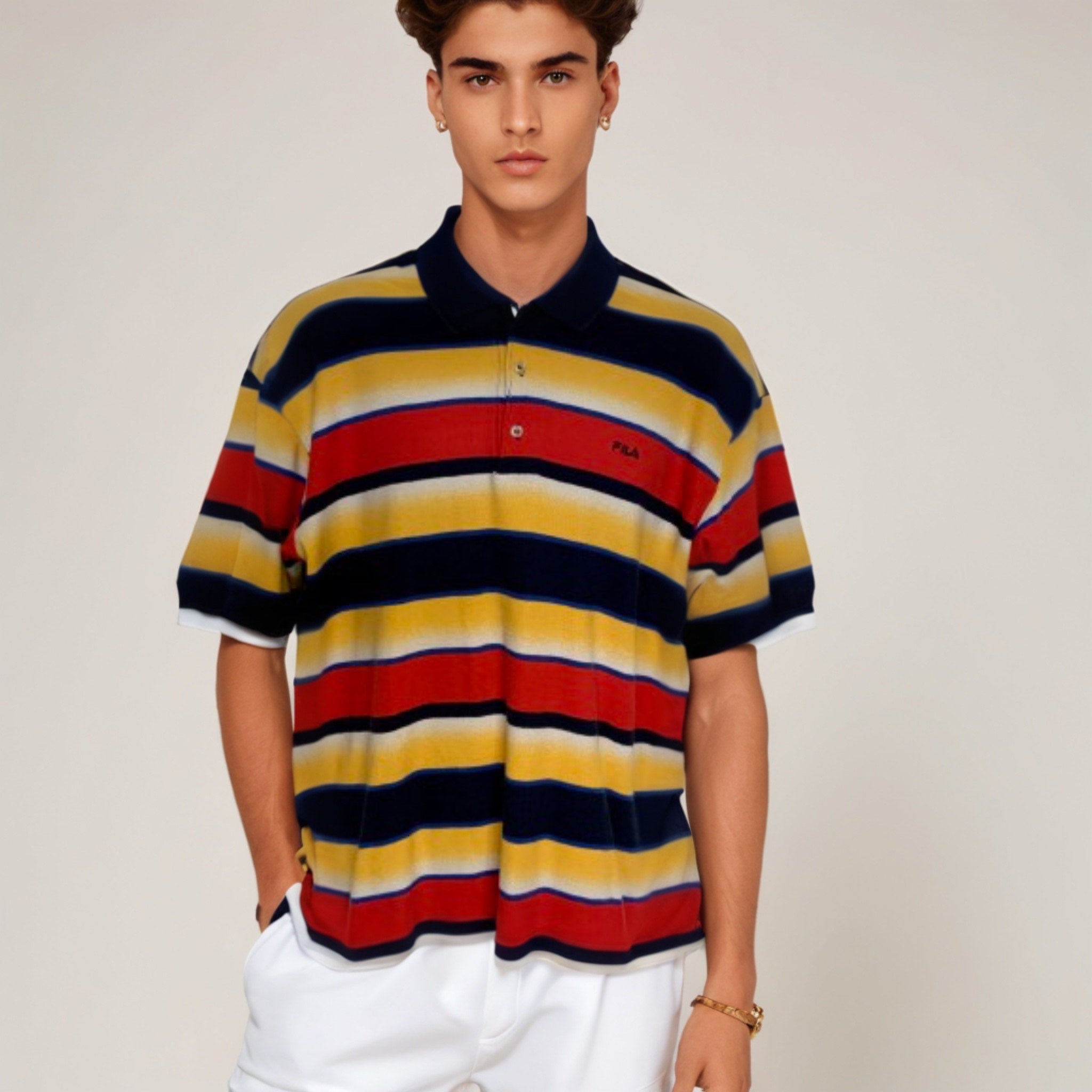 90s Fila Striped Polo Shirt