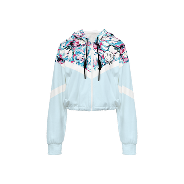 Veste bomber courte à imprimé floral bleu pâle