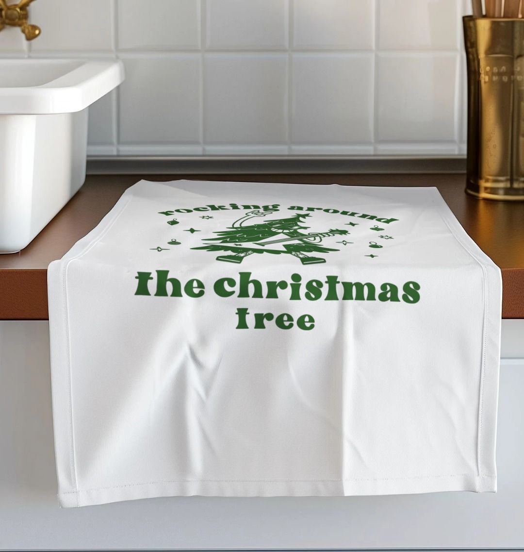 Rocking Around The Christmas Tree Cotton Tea Towel