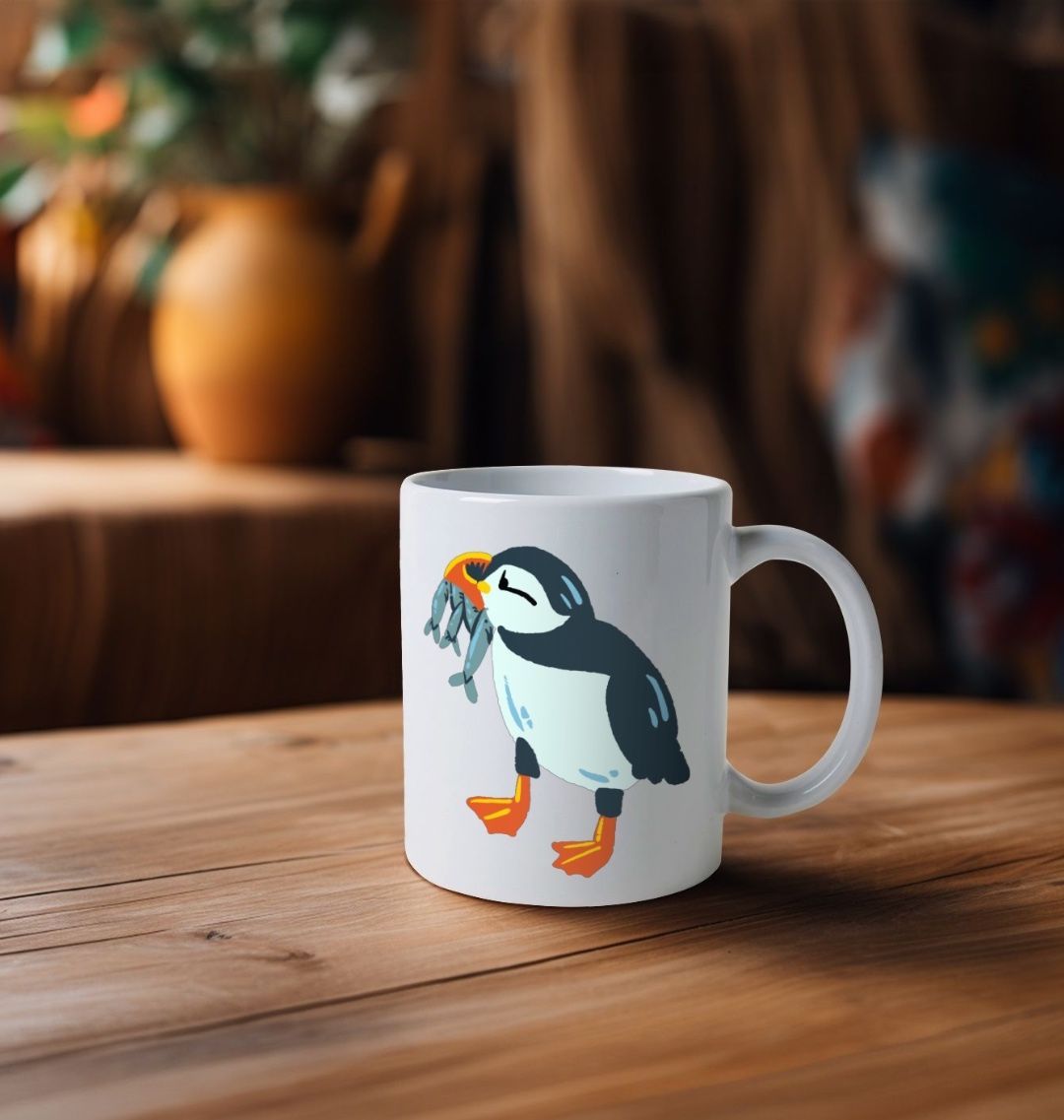 Cute Puffin Bird Natural Ceramic Mug