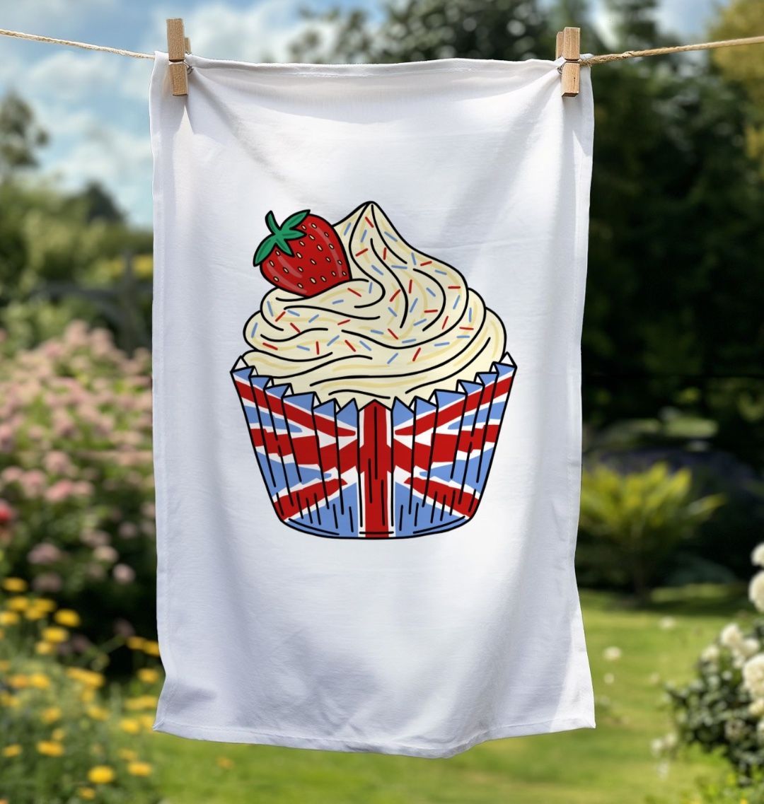 British Cup Cake Organic Cotton Tea Towel