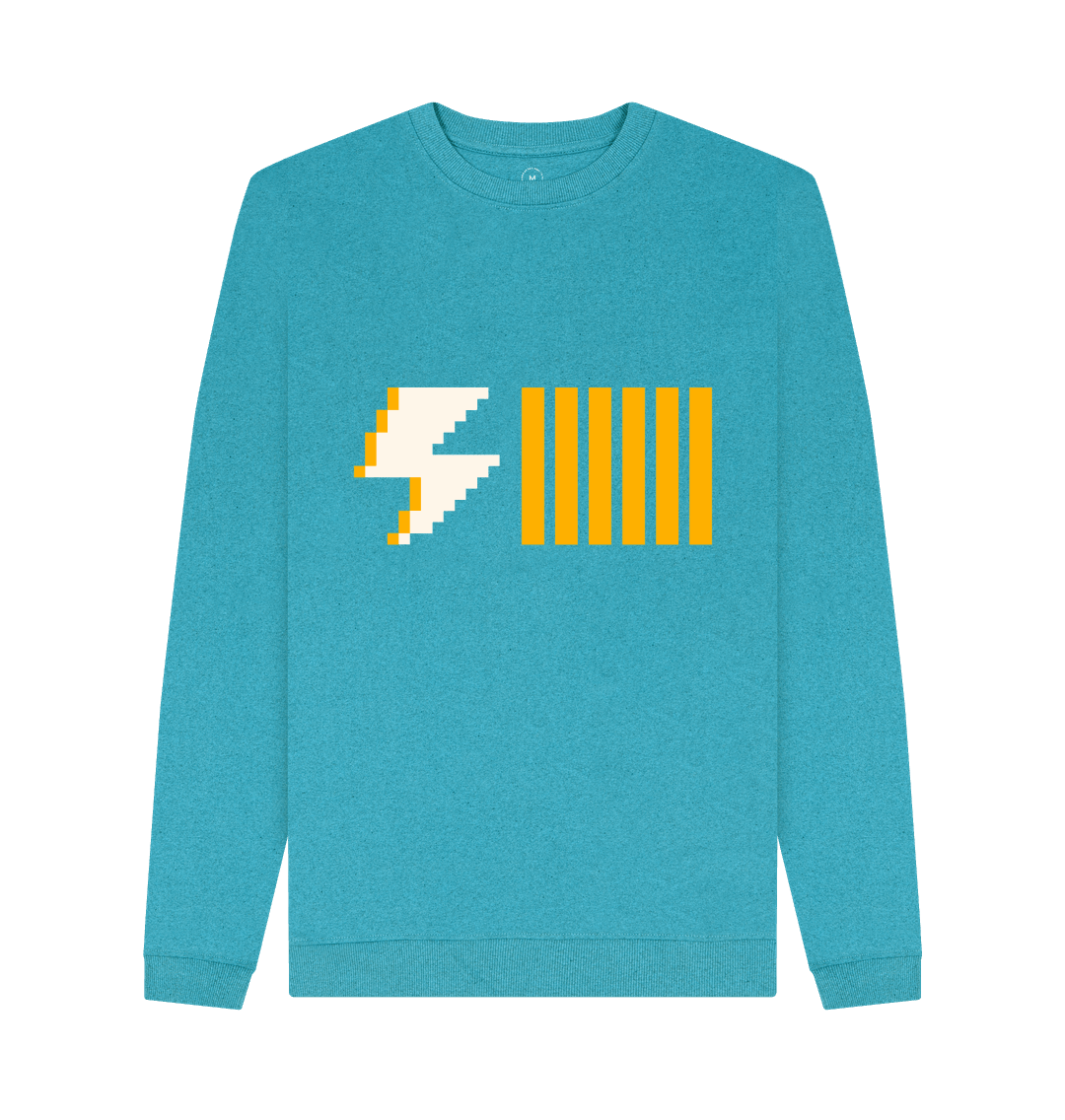 80s Retro Crewneck Streetwear Sweatshirt Ocean Blue