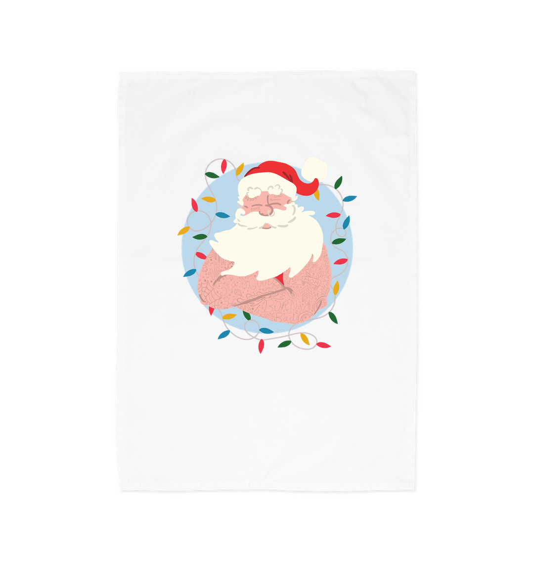 Father Christmas Printed Tea Towel Cotton White One Size