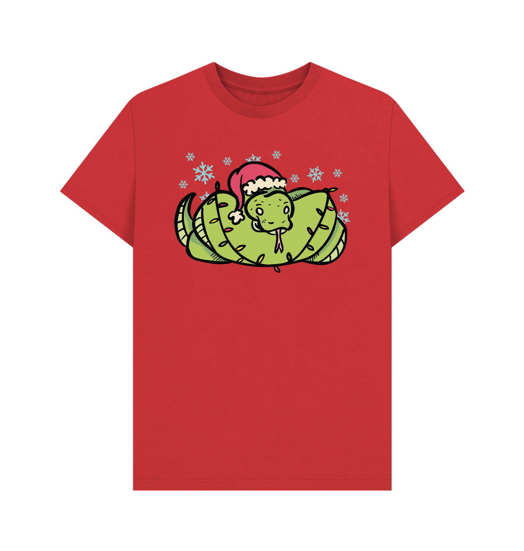 Snake Reptile Graphic Christmas T Shirt Red