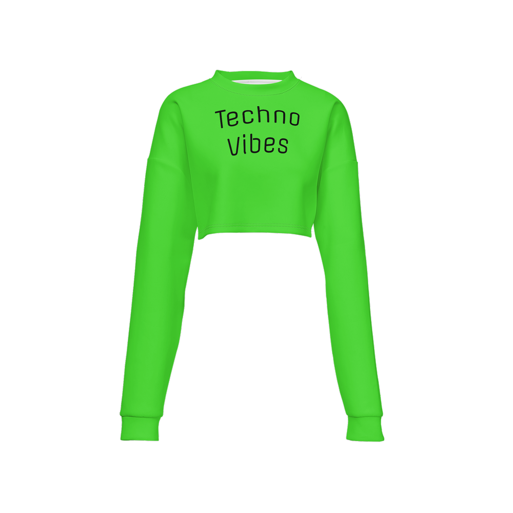 90s Style Techno Vibes Cropped Sweatshirt