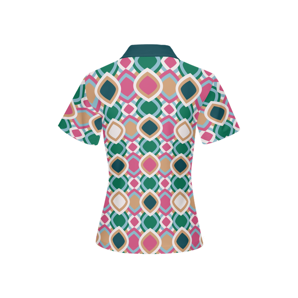 Mod Ska Style Geometric Slim Fit Polo Top