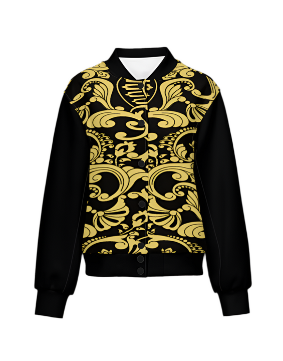 Graphic Bomber Jacket Black Gold