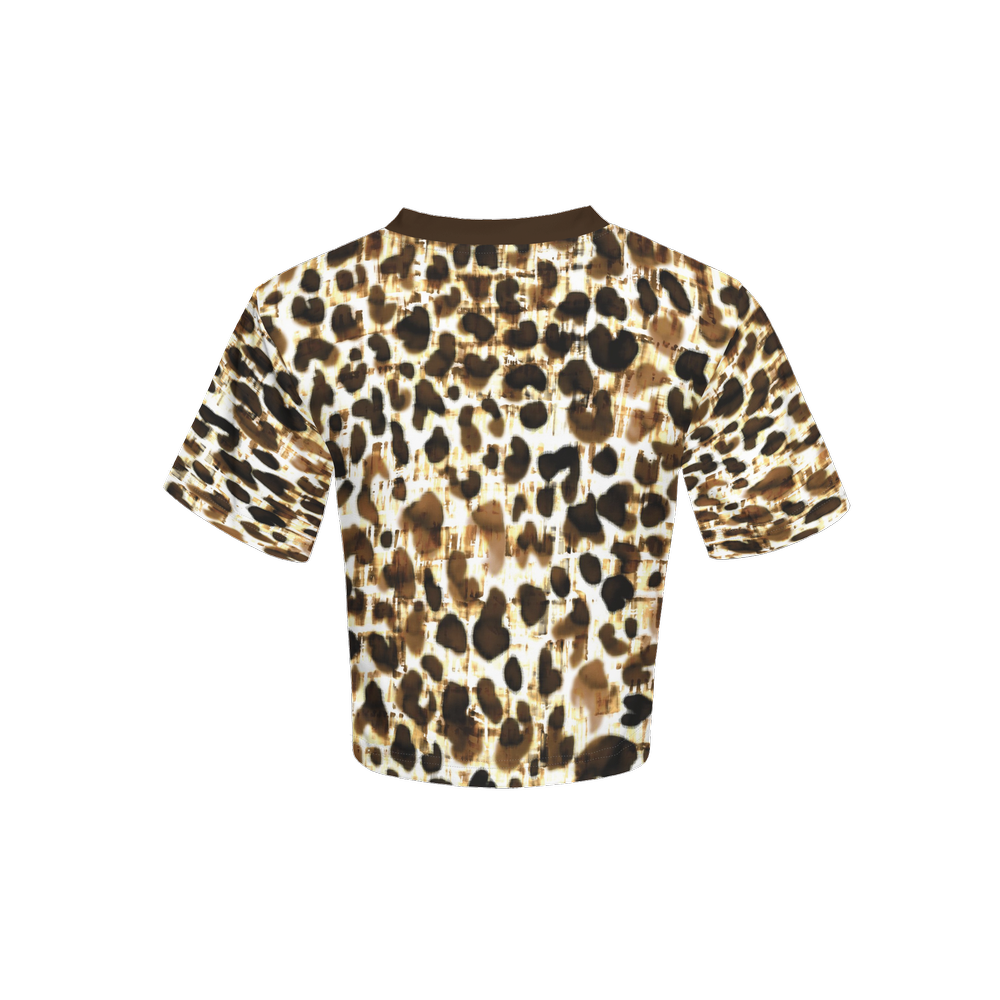 Leopard Print Cropped Short T Shirt