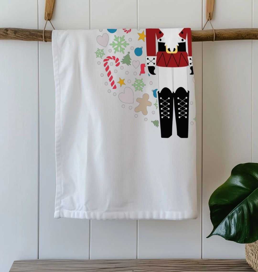 Christmas Nutcracker Organic Printed Tea Towel