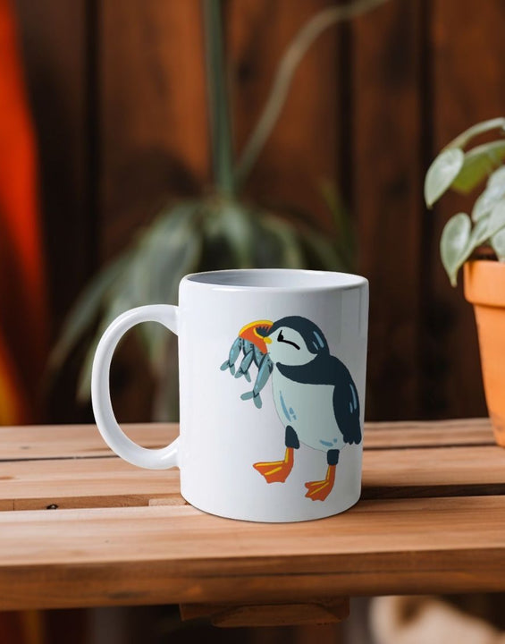 Cute Puffin Bird Natural Ceramic Mug