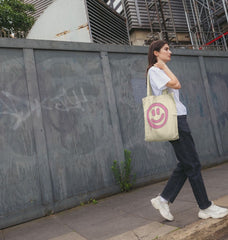 Retro Smiley Face Tote Bag Organic Cotton