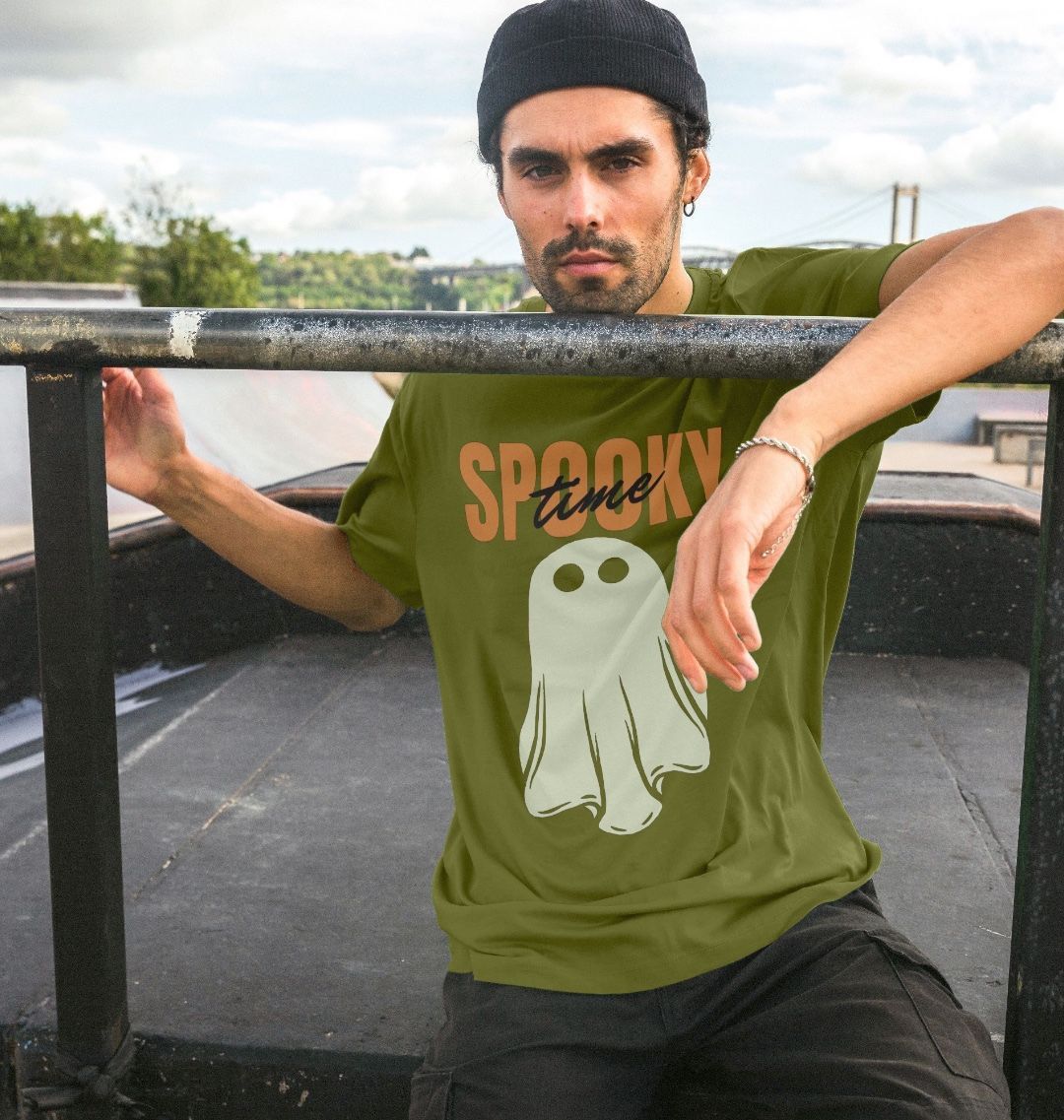 Skater Spooky Time Ghost Organic Cotton T-Shirt