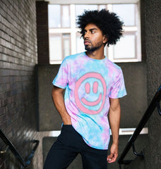 Men Retro Smiley Face Tie Dye T-Shirt Organic