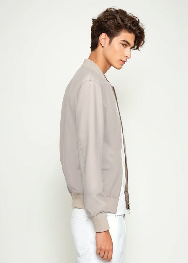 Beige Bomber Jacket Men