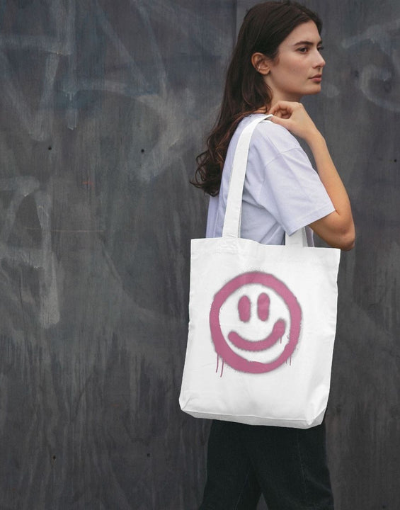 Retro Smiley Face Tote Bag Organic Cotton