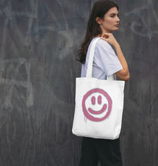 Retro Smiley Face Tote Bag Organic Cotton