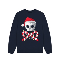 Christmas Sweatshirt Graphic Skull Navy Blue