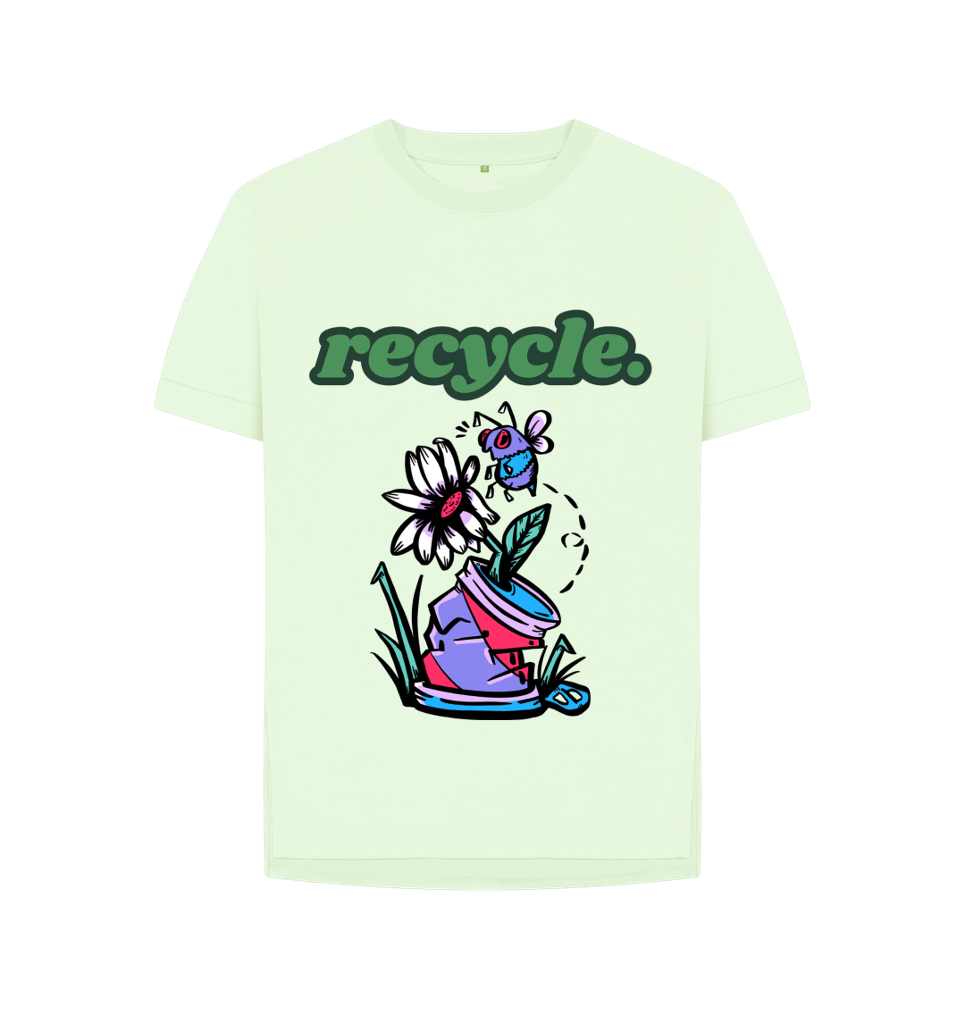 Recycle Statement T Shirt Organic Pastel Green