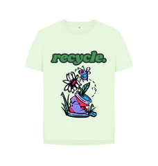 Recycle Statement T Shirt Organic Pastel Green