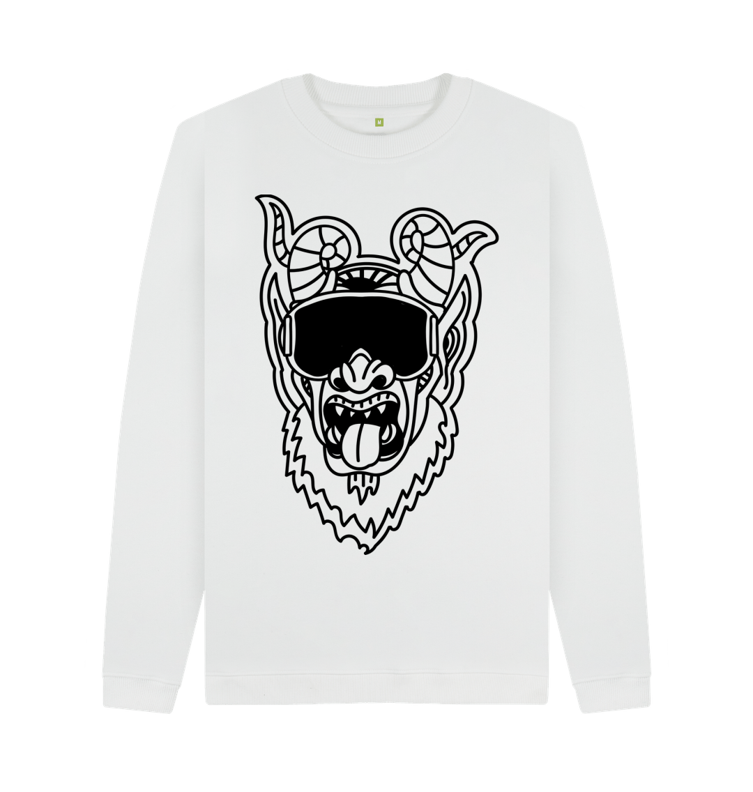 Graphic Crewneck Sweatshirt Monster Comic White