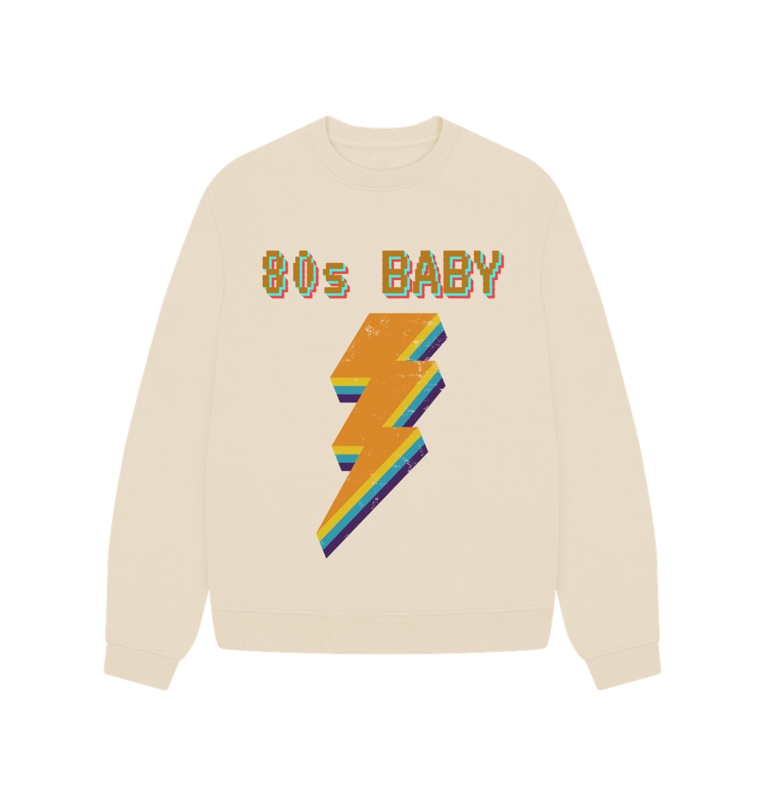 Retro 80s Baby Graphic Relaxed Fit Sweatshirt Oat