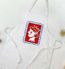 British Queen Stamp Organic Cotton Kitchen Apron