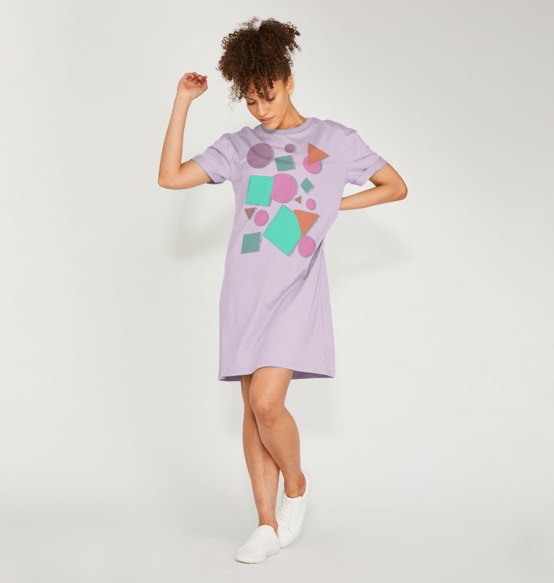 Retro 80s Oversized T Shirt Dress Lilac