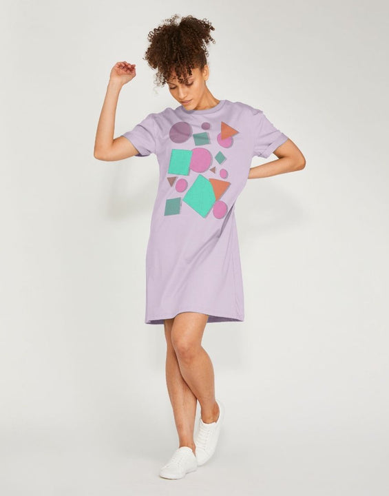 Retro 80s Oversized T Shirt Dress Lilac